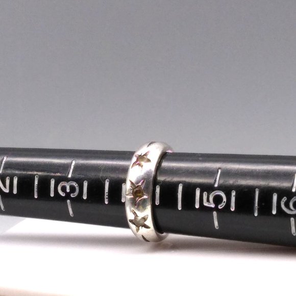 Vintage Star Set Clear Spinel Band Ring, Sterling Silver Trilogy Wedding Band - Picture 6 of 6